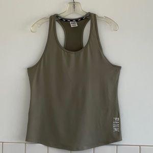 PINK Women’s Racer Back Workout Yoga Athliesure Tank Top Sage Green Large NWOT